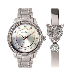 Jessica Simpson JSB8002SL Silver
Watch w/ Panther/Tiger Bangle
Crystal Pave $120